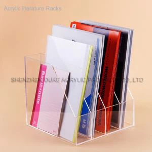 Escritorio de acrílico Literatura Racks Flyer Holders Mostrar Panfleto Display Rack