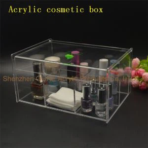 Belleza de acrílico de PMMA transparente maquillaje caja almacenamiento con tapa