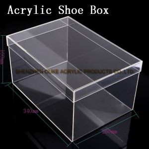 Caso de exhibición de acrílico fábrica tamaño de encargo hacer una caja de plexiglás para zapato