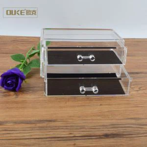 Caja de maquillaje de acrílico transparente doble rejillas personalizada