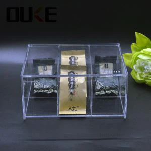 Caja de té de acrílico vendedora caliente de 6 compartimientos con la cubierta